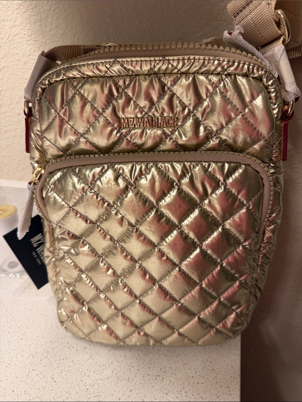 MZ Wallace Metro Crossbody bag in Platinum Metallic Gold. Size Large. Brand New. - Picture 15 of 16